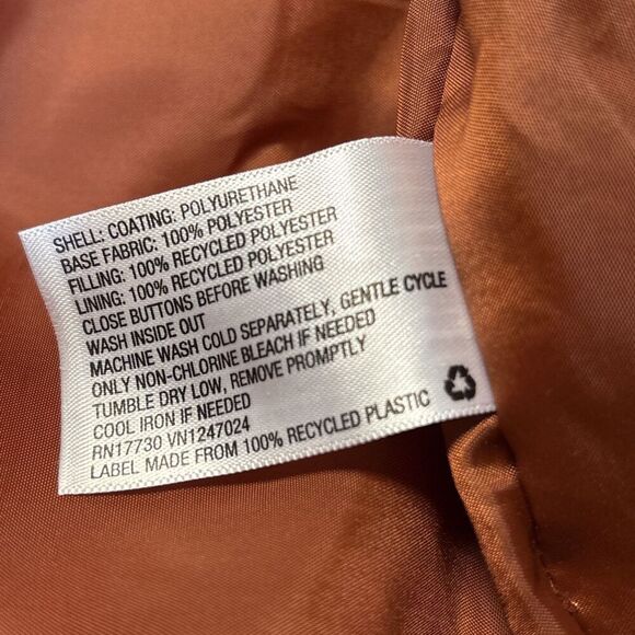 A New Day Faux Leather Cropped Puffer Jacket Brown Women’s Large - Picture 10 of 11